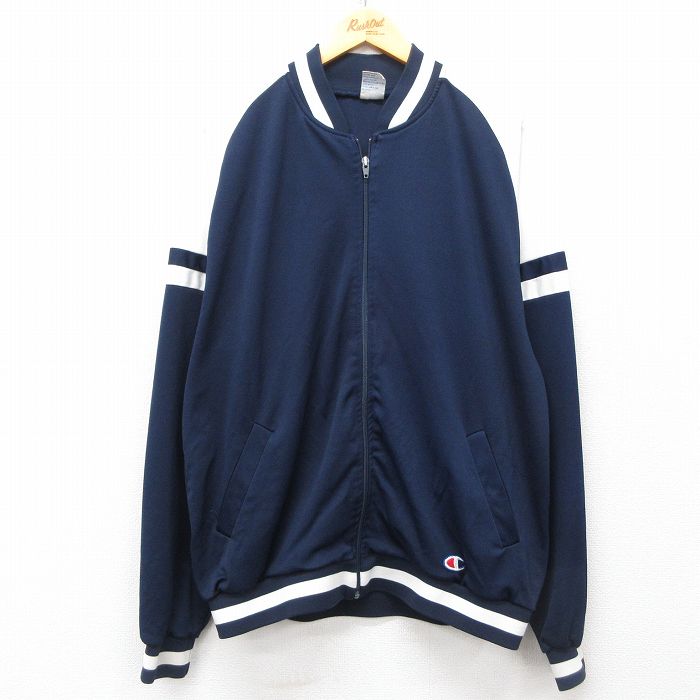 L★古着 チャンピオン champion 長袖 ジャージ メンズ 90年代 90s ワンポイントロゴ 紺他 ネイビー 25mar19 中古 アウター トラックジャケット