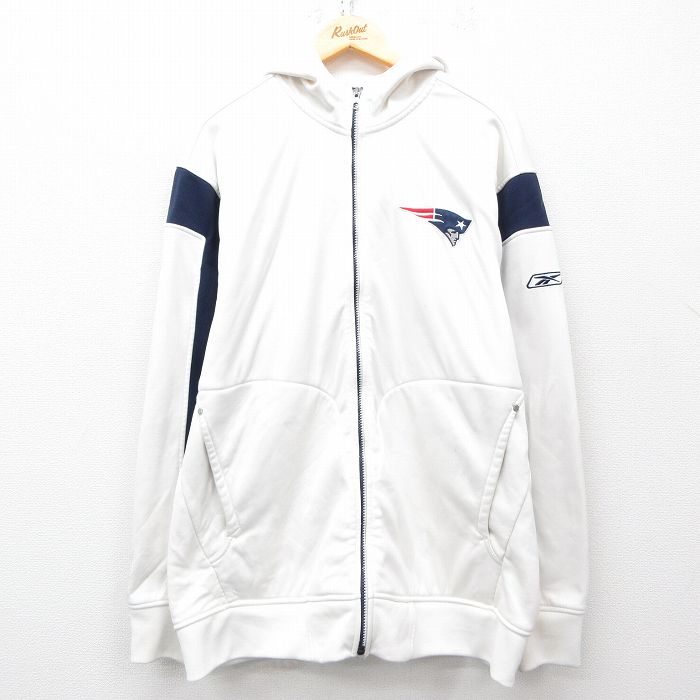 XL★古着 長袖 ジャージ パーカー メンズ 00年代 00s NFL ニューイングランドペイトリオッツ 大きいサイズ 白 ホワイト アメフト スーパーボウル 25mar19 中古 アウター トラックジャケット