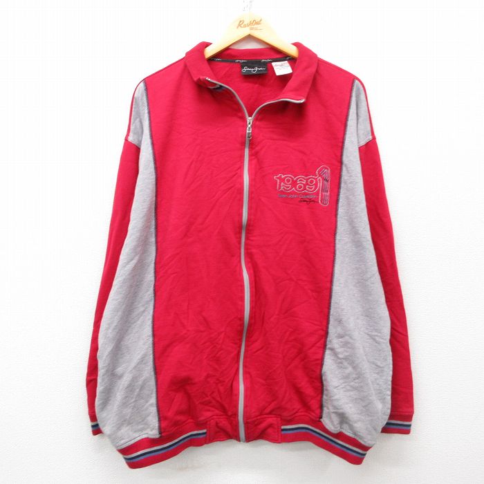 XL★古着 ショーンジョン 長袖 ジャージ メンズ 大きいサイズ コットン 赤他 レッド 25mar19 中古 アウター トラックジャケット