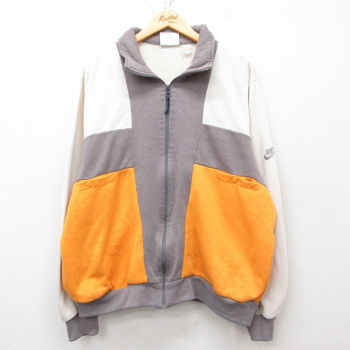 XL★古着 ナイキ NIKE 長袖 ジャージ メンズ 90年代 90s ワンポイントロゴ 大きいサイズ グレー他 【spe】 25mar19 中古 アウター トラックジャケット