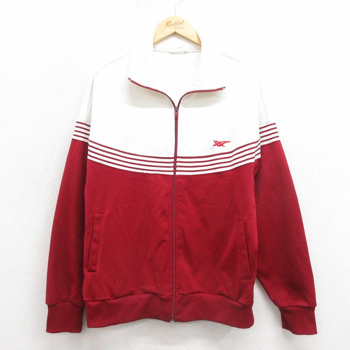 XL★古着 アシックス 長袖 ジャージ メンズ 80年代 80s ワンポイントロゴ ラグラン エンジ 25oct17 中古 アウター トラックジャケット