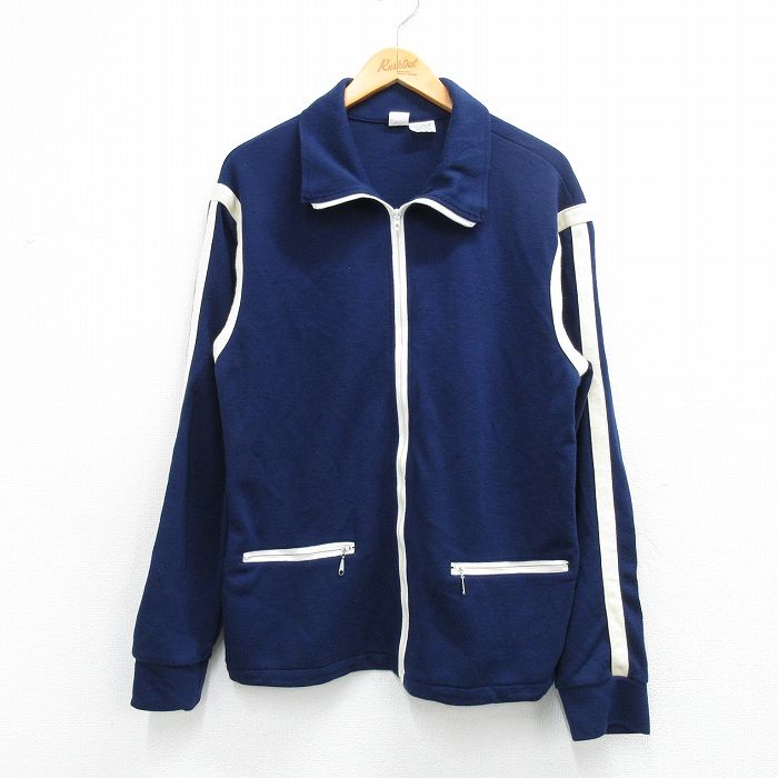 L★古着 長袖 ジャージ メンズ 80年代 80s タロン 紺他 26mar28