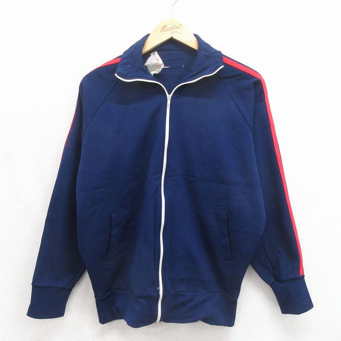 80s ラグラン長袖ジャージ ネイビー メンズL相当 | 古着