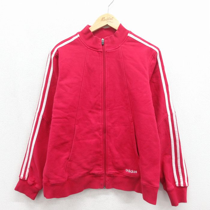 アディダス 長袖ジャージ ワンポイントロゴ レッド メンズL相当 | 古着