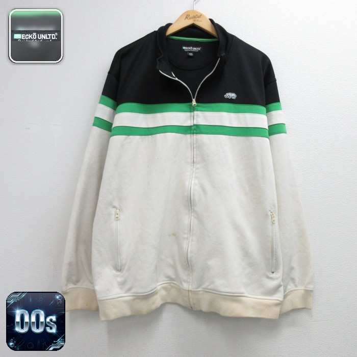 ECKO UNLTD 長袖 ジャージ フルジップ ホワイト ボーダー メンズXL相当 | 古着