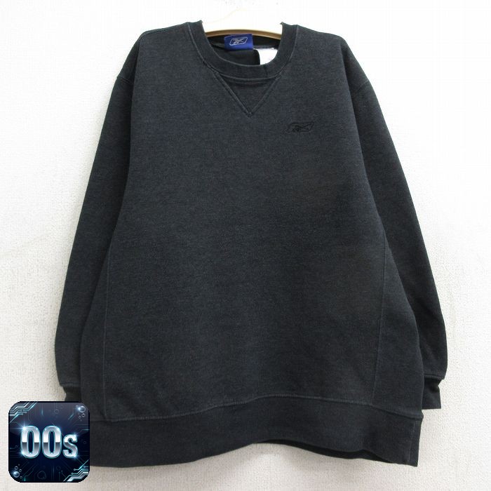 リーボック 00s 長袖スウェット ワンポイントロゴ グレー キッズ | 古着