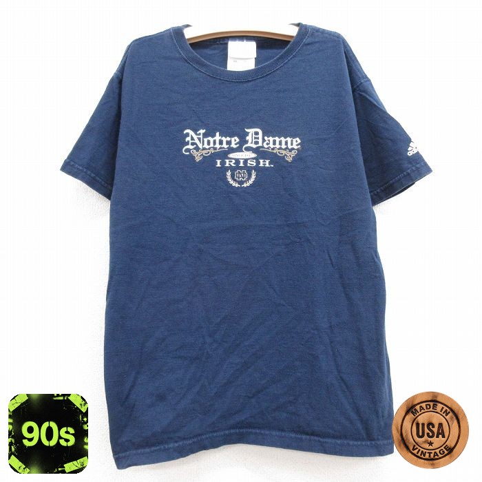 【50%OFF】アディダス 90s 半袖Tシャツ ノートルダムアイリッシュ ネイビー キッズ | 古着