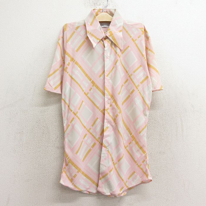 古着 Kマート 半袖 シャツ キッズ ボーイズ 子供服 70年代 70s 総柄 ピンク他 24apr13