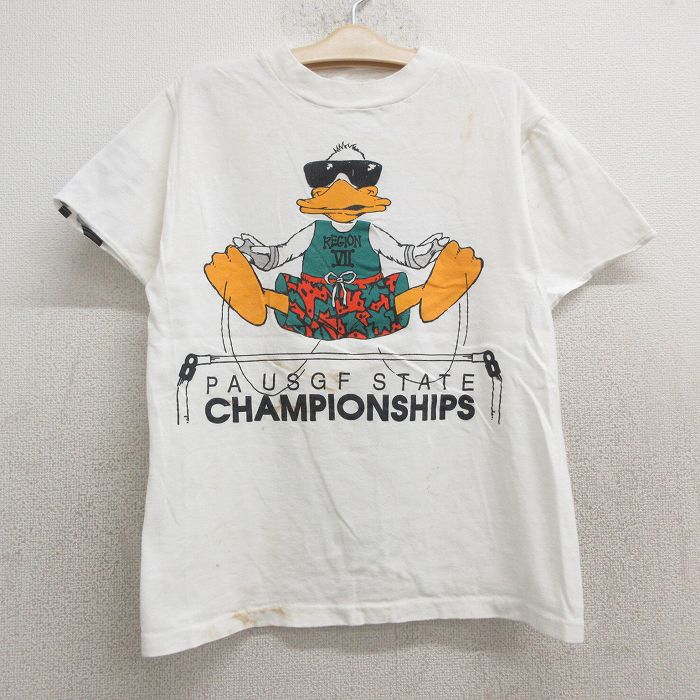 古着 半袖 ビンテージ Tシャツ キッズ ボーイズ 子供服 80年代 80s アヒル クルーネック 白 ホワイト 24jul30