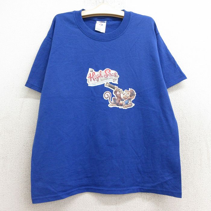 古着 ジャージーズ 半袖 Tシャツ キッズ ボーイズ 子供服 High Seas EXPEDITION クルーネック 青 ブルー 24jul31