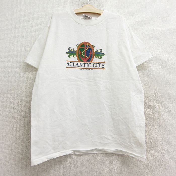 古着 半袖 ビンテージ Tシャツ キッズ ボーイズ 子供服 90年代 90s イカリ アトランティックシティ 大きいサイズ コットン USA製 白 ホワイト 24jul31