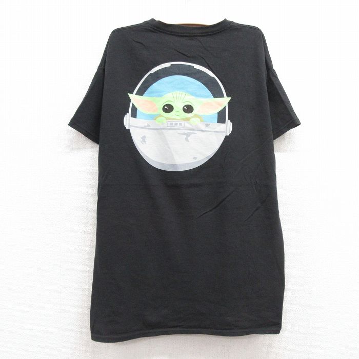 【50%OFF】古着 半袖 Tシャツ キッズ ボーイズ 子供服 スターウォーズ STAR WARS ベビーヨーダ コットン クルーネック 黒 ブラック 24aug02