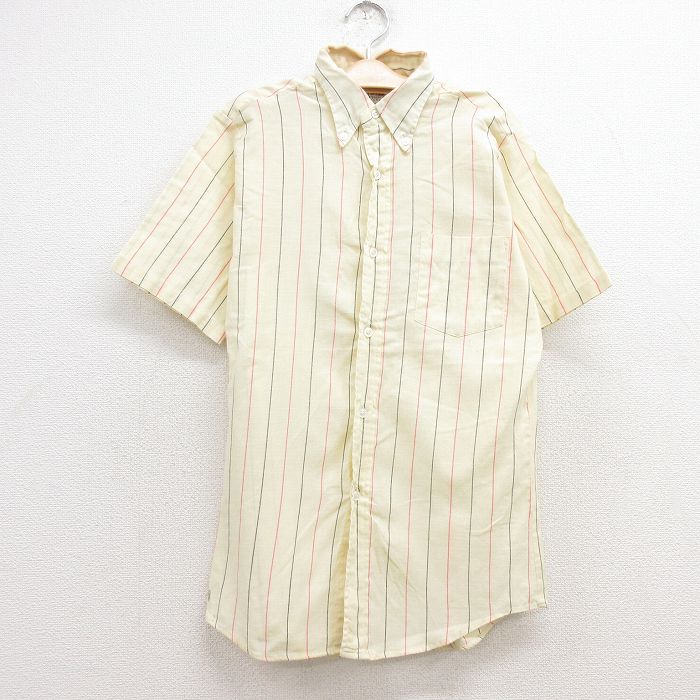 【50%OFF】古着 マックレガー 半袖 シャツ キッズ ボーイズ 子供服 70年代 70s USA製 薄黄他 イエロー ストライプ 24aug05
