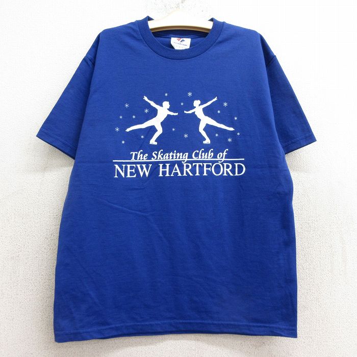 古着 ジャージーズ 半袖 ビンテージ Tシャツ キッズ ボーイズ 子供服 00年代 00s フィギアスケート クルーネック 青 ブルー 24aug19