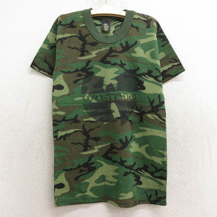 古着 半袖 ビンテージ ヒップホップ ラップ Tシャツ キッズ ボーイズ 子供服 90年代 90s ウータンクラン クルーネック USA製 濃紺 ネイビー 迷彩 【spe】 24aug19