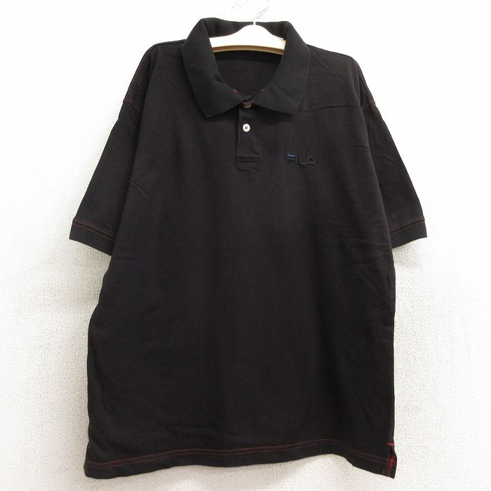 古着 フィラ FILA 半袖 ポロ シャツ キッズ ボーイズ 子供服 90年代 90s ワンポイントロゴ コットン USA製 黒 ブラック 24aug19