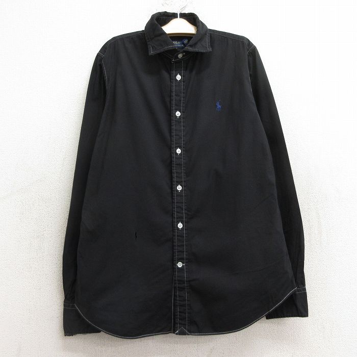 古着 ラルフローレン Ralph Lauren 長袖 ブランド シャツ キッズ ボーイズ 子供服 ワンポイントロゴ 黒 ブラック 24aug31