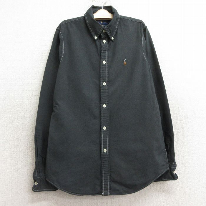古着 ラルフローレン Ralph Lauren 長袖 ブランド シャツ キッズ ボーイズ 子供服 ワンポイントロゴ オックスフォード コットン ボタンダウン 濃グレー 24aug31