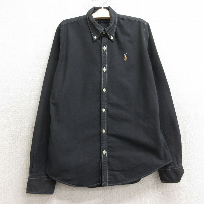 古着 ラルフローレン Ralph Lauren 長袖 ブランド シャツ キッズ ボーイズ 子供服 90年代 90s ワンポイントロゴ オックスフォード コットン ボタンダウン 濃グレー 24aug31