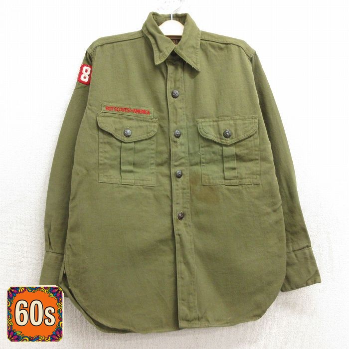 ボーイスカウト 60s 長袖シャツ ワッペン グリーン キッズ | 古着
