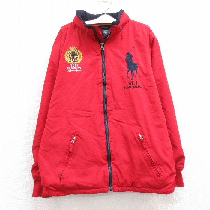 古着 ラルフローレン Ralph Lauren 長袖 ブランド ジャケット キッズ ボーイズ 子供服 ビッグポニー レーシング 刺繍 赤他 レッド 24dec05
