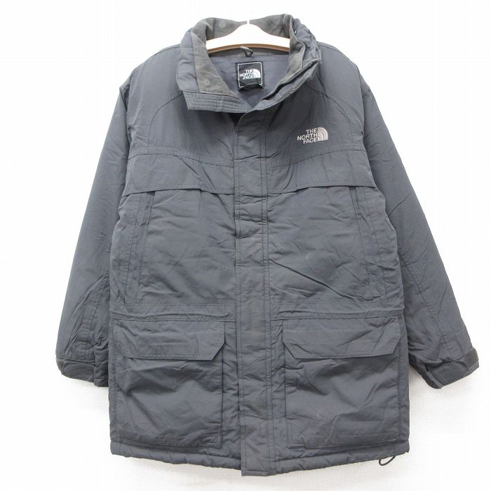 【50%OFF】古着 ノースフェイス THE NORTH FACE 長袖 ナイロン ダウン ジャケット キッズ ボーイズ 子供服 ワンポイントロゴ グレー 25jan07