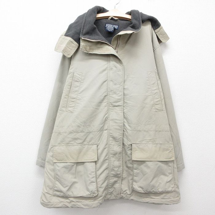 古着 ランズエンド 長袖 ナイロン ジャケット キッズ ボーイズ 子供服 90年代 90s ベージュ カーキ 25jan07