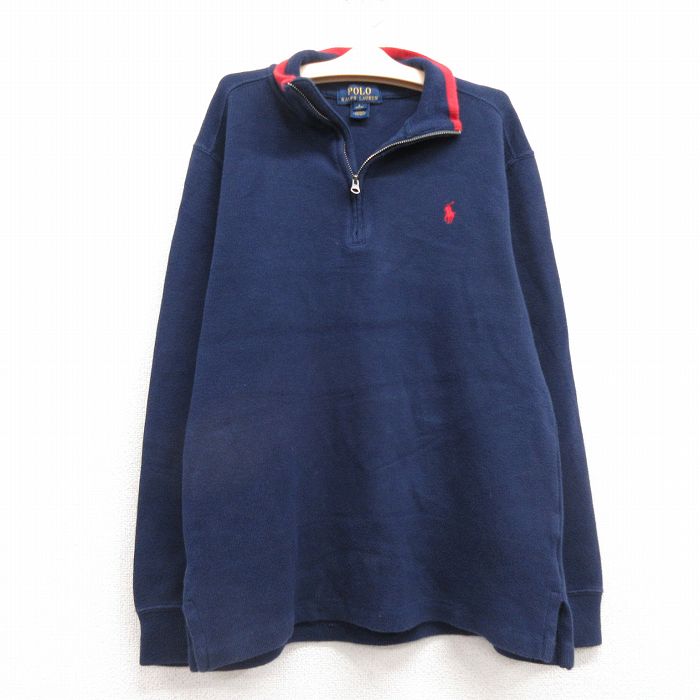 【50%OFF】古着 ラルフローレン Ralph Lauren 長袖 ブランド ハーフジップ トップス キッズ ボーイズ 子供服 ワンポイントロゴ コットン 紺他 ネイビー 25jan30