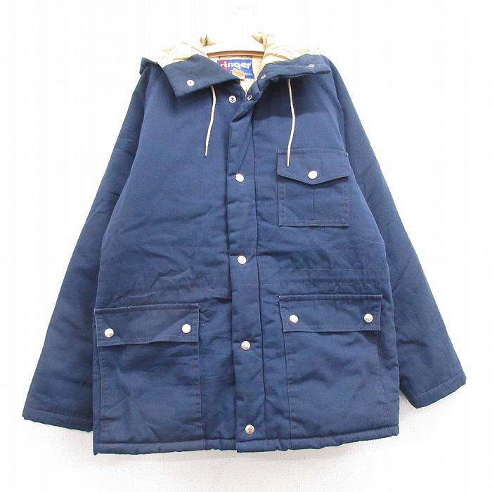 古着 長袖 ジャケット マウンテン パーカー キッズ ボーイズ 子供服 80年代 80s ラグラン USA製 タロン 紺 ネイビー 25jan30