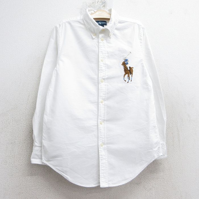 古着 ラルフローレン Ralph Lauren 長袖 ブランド シャツ キッズ ボーイズ 子供服 ビッグポニー オックスフォード コットン ボタンダウン 白 ホワイト 25feb01