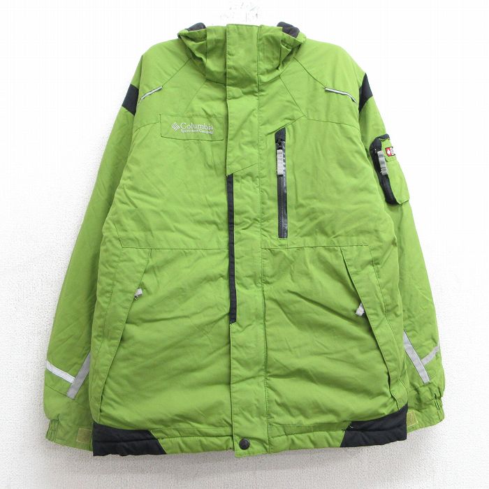 【50%OFF】古着 コロンビア COLUMBIA 長袖 ナイロン ジャケット キッズ ボーイズ 子供服 00年代 00s ワンポイントロゴ 緑他 グリーン 内側フリース 25feb01