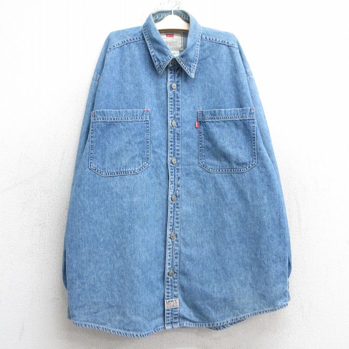 古着 リーバイス Levis 長袖 シャツ キッズ ボーイズ 子供服 00年代 00s コットン 紺 ネイビー デニム 25feb06