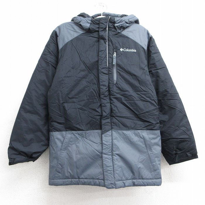 【50%OFF】古着 コロンビア COLUMBIA 長袖 ナイロン シャツ パーカー キッズ ボーイズ 子供服 ワンポイントロゴ ツートンカラー グレー他 25feb06