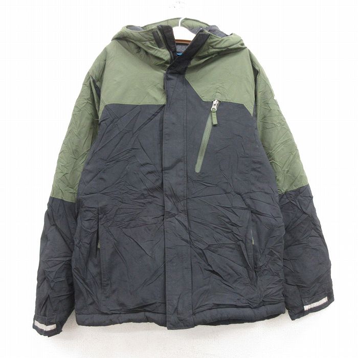 古着 コロンビア COLUMBIA 長袖 ナイロン ジャケット パーカー キッズ ボーイズ 子供服 ワンポイントロゴ ツートンカラー 黒他 ブラック 25feb13
