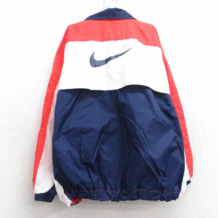 【20%OFF】古着 ナイキ NIKE 長袖 ナイロン ジャケット キッズ ボーイズ 子供服 90年代 90s ビッグロゴ 赤他 レッド 25feb26