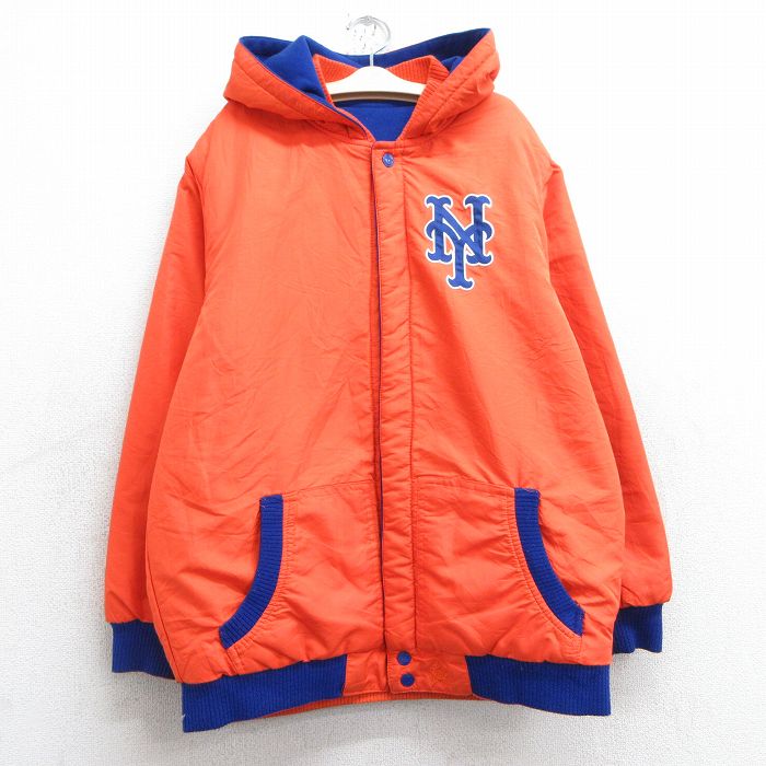 古着 長袖 ジャケット パーカー キッズ ボーイズ 子供服 MLB ニューヨークメッツ リバーシブル オレンジ他 メジャーリーグ ベースボール 野球 25feb26