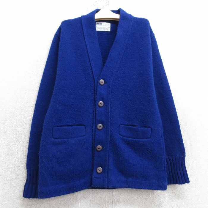 【50%OFF】古着 長袖 ニット カーディガン キッズ ボーイズ 子供服 80年代 80s 無地 アクリル 紺 ネイビー 25feb26