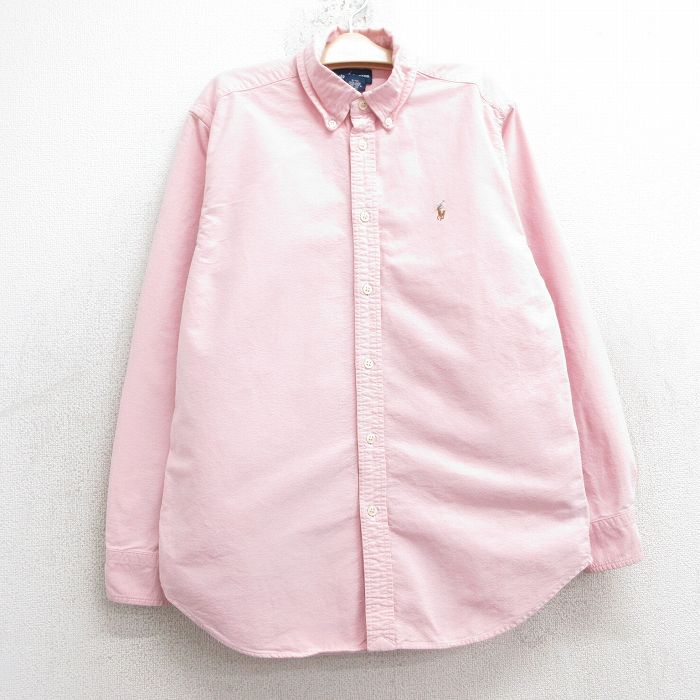 古着 ラルフローレン Ralph Lauren 長袖 ブランド シャツ キッズ ボーイズ 子供服 90年代 90s オックスフォード コットン ボタンダウン ピンク 25mar03