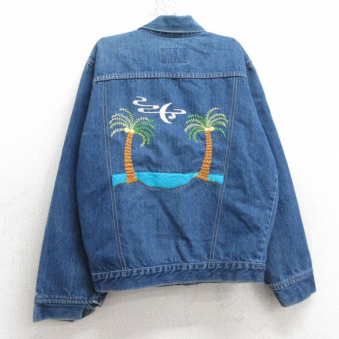 古着 リーバイス Levis 70705 長袖 ジージャン キッズ ボーイズ 子供服 90年代 90s ヤシの木 花 刺繍 USA製 紺 ネイビー デニム 【spe】 25mar03
