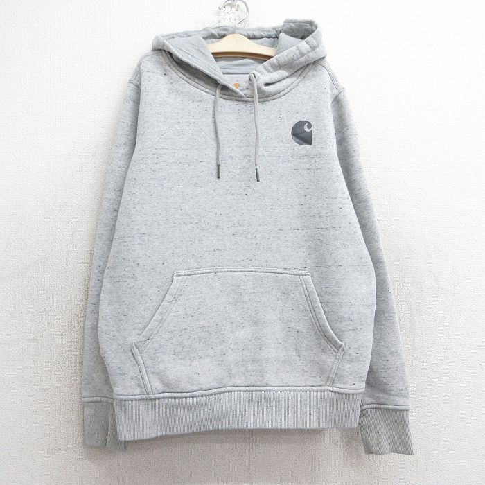 古着 カーハート Carhartt 長袖 スウェット パーカー キッズ ボーイズ 子供服 ビッグロゴ グレー 霜降り 25mar04