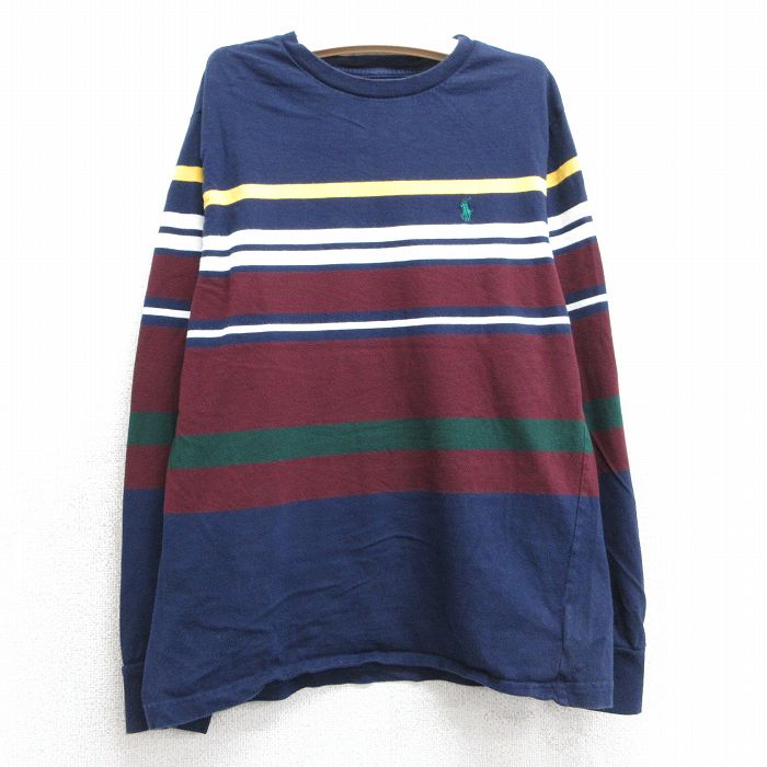 【20%OFF】古着 ラルフローレン Ralph Lauren 長袖 ブランド Tシャツ キッズ ボーイズ 子供服 ワンポイントロゴ コットン クルーネック 紺他 ネイビー 25mar26