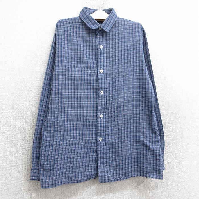 古着 長袖 シャツ キッズ ボーイズ 子供服 80年代 80s 紺他 ネイビー チェック 25apr10