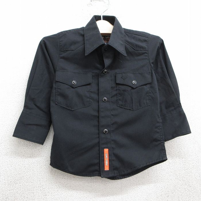 古着 長袖 ウエスタン シャツ キッズ ボーイズ 子供服 黒 ブラック 25apr10