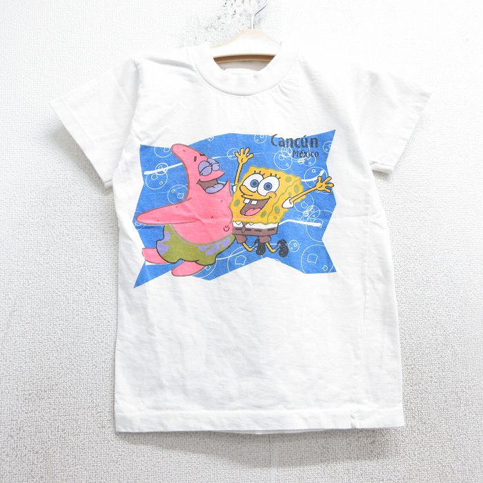 古着 半袖 Tシャツ キッズ ボーイズ 子供服 スポンジボブ パトリック クルーネック 白 ホワイト 25may07