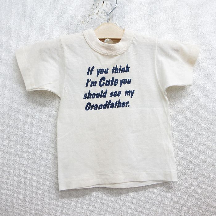 古着 半袖 ビンテージ Tシャツ キッズ ボーイズ 子供服 80年代 80s メッセージ クルーネック USA製 生成り 25may07