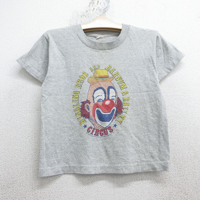 古着 スクリーンスターズ 半袖 ビンテージ Tシャツ キッズ ボーイズ 子供服 80年代 80s ピエロ サーカス クルーネック USA製 グレー 霜降り 25may07