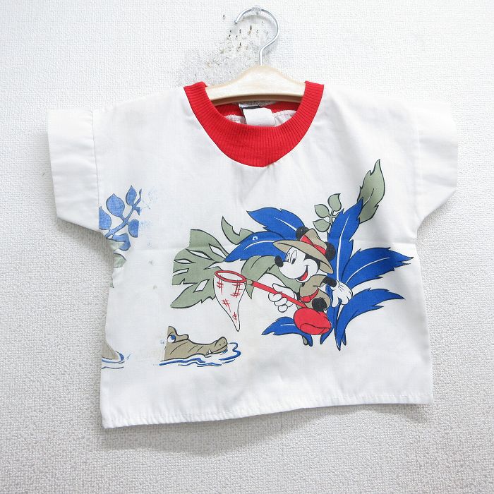 古着 半袖 ビンテージ Tシャツ キッズ ボーイズ 子供服 80年代 80s ディズニー DISNEY ミッキー MICKEY MOUSE クルーネック USA製 白 ホワイト 【spe】 25may07