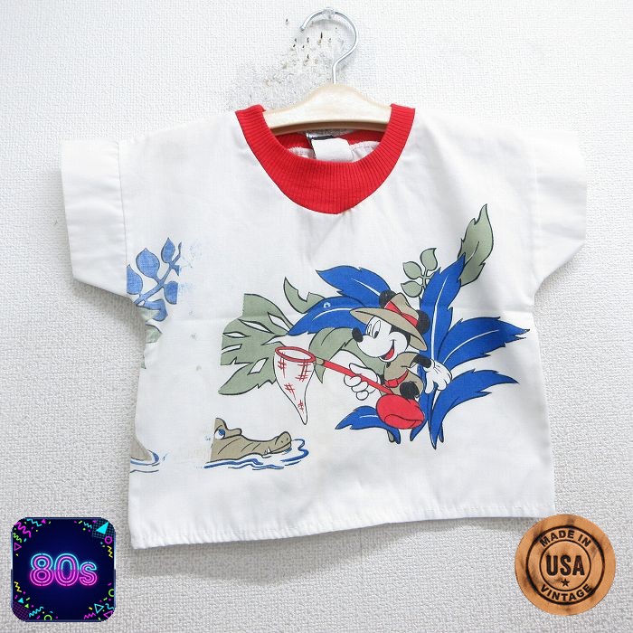 ディズニー 80s 半袖Tシャツ ミッキーマウス ホワイト キッズ | 古着