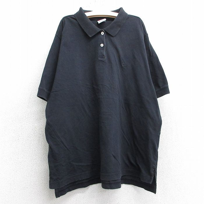 古着 ナイキ NIKE 半袖 ポロ シャツ キッズ ボーイズ 子供服 90年代 90s ワンポイントロゴ コットン 黒 ブラック 25may07