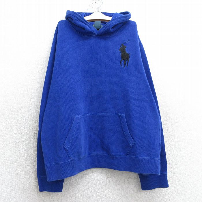 【50%OFF】古着 ラルフローレン Ralph Lauren 長袖 ブランド トップス パーカー キッズ ボーイズ 子供服 90年代 90s ビッグポニー コットン 青 ブルー 25may07